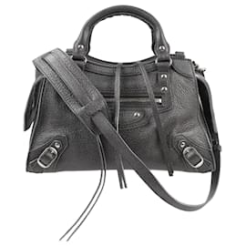 Balenciaga-Balenciaga Mini Neo Classic City Leather 2Way Handbag in Grey 679231-Grey
