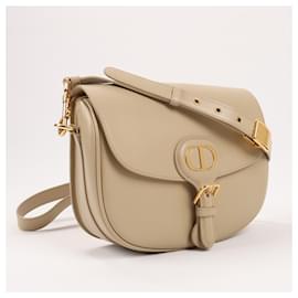 Dior-Christian Dior Bobby Leather Medium Flap Shoulder Bag in Beige-Beige