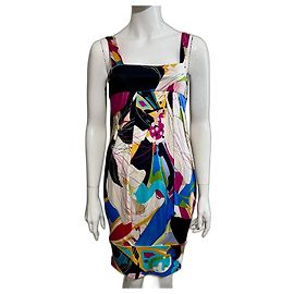 Diane Von Furstenberg Vestido de jersey de seda vintage DvF "Eliot" Multicor