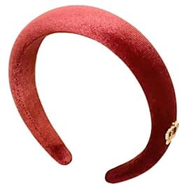 Dolce & Gabbana-DOLCE & GABBANA jewel hairband in dark pink-burgundy velvet-Dark red