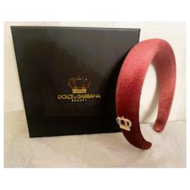 Dolce & Gabbana-DOLCE & GABBANA jewel hairband in dark pink-burgundy velvet-Dark red