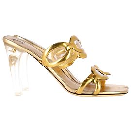 Valentino Garavani Mules Valentino Chain 1967 110mm en cuir doré Doré Métallisé