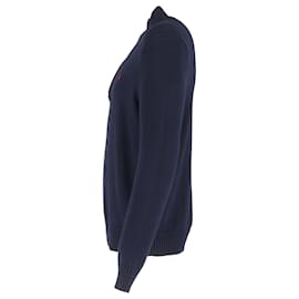 Polo Ralph Lauren-Polo Ralph Lauren Mock Neck Long Sleeve Jumper in Navy Blue Cotton-Navy blue