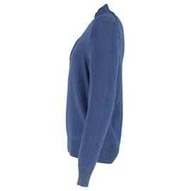 Polo Ralph Lauren-Polo Ralph Lauren Mock Neck Long Sleeve Jumper in Blue Cotton-Blue