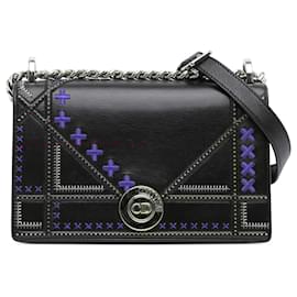 Dior-Dior Black Medium Calfskin Stitch Diorama Flap-Black