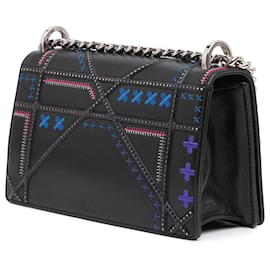 Dior-Dior Black Medium Calfskin Stitch Diorama Flap-Black