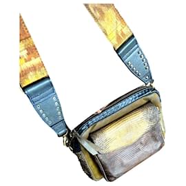 Claris Virot Charly Python Printed Leather Handbag Khaki Yellow Khaki Yellow