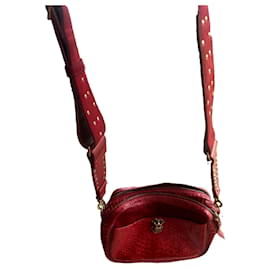Claris Virot LILY Bolsa de ombro em python e camurça vermelha Vermelho