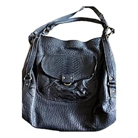 Abaco Leder- und Python-Tasche Schwarz