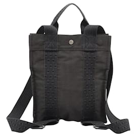 Hermès-HERMES Herbag A Dos PM Sac à dos en toile gris Auth BD163-Marron