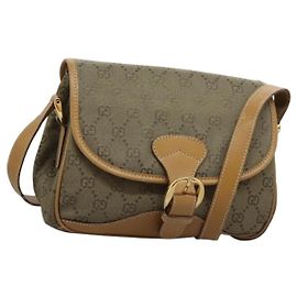 Borsa a Spalla GG Canvas Gucci Beige Oro Auth ac3606 Beige D'oro