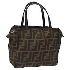 Fendi-FENDI Zucca Canvas Hand Bag Brown Black Auth BD550-Brown,Black