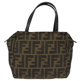 Fendi-FENDI Zucca Canvas Hand Bag Brown Black Auth BD550-Brown,Black