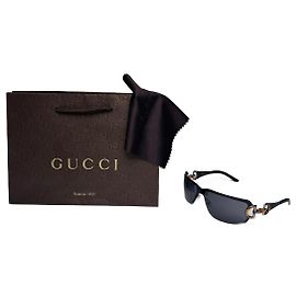 Occhiali da sole vintage Gucci in bambù Nero