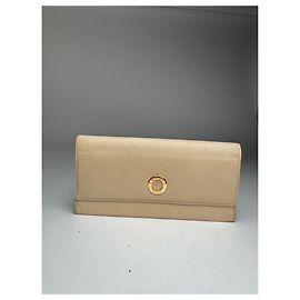 Céline Portefeuille en cuir vintage Celine Paris blanc Beige