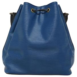 Louis Vuitton-LOUIS VUITTON Epi Petit Noe Shoulder Bag Bicolor Black Blue M44152 Auth BA389-Black,Blue