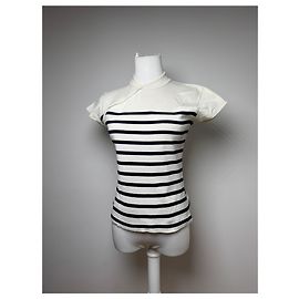 Top vintage de Jean Paul Gaultier blanco a rayas marinas 38/M Blanco