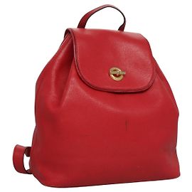 Céline CELINE Backpack Leather Red Gold Auth 109813 Red Golden