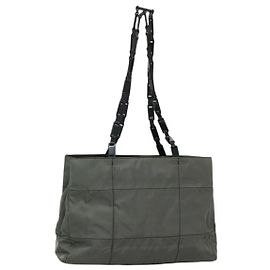 PRADA Tote Bag Nylon Plastic Gray Black Auth ep7577 Brown Black