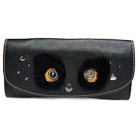 Cartera de cuero vintage Coach negra Negro