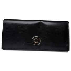 Céline Vintage Celine Paris Leather Triomphe Wallet Black Black