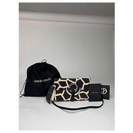 Borsa in pelle vintage Giorgio Armani nera e gialla Nero