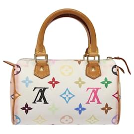 Louis Vuitton-LOUIS VUITTON Monogram Multicolor Mini Speedy Hand Bag White M92645 Auth BA414A-White