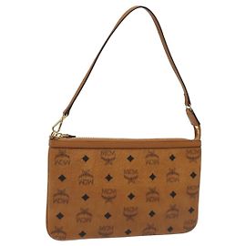 MCM Vicetos Logogram Accessory Pouch PVC Brown Auth MY027 Brown