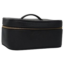 CHANEL COCO Marca Pochette Vanity Pelle Caviar Nera Oro CC Auth yk17517 Nero D'oro