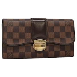 Louis Vuitton-LOUIS VUITTON Damier Ebene Portefeuille Sistina Long Wallet N61747 Auth BA456-Other