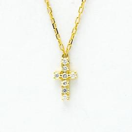 Autre Marque-AHKAH Diamond Cross Necklace-Golden