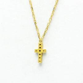 Autre Marque-AHKAH Diamond Cross Necklace-Golden