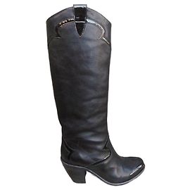 Free Lance Black Leather Boots Black