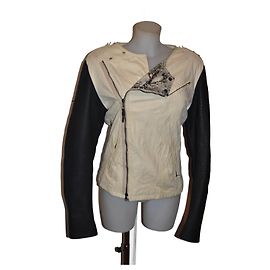Costume National leather jacket Black White