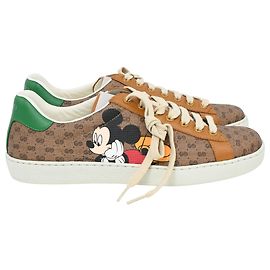 Baskets basses Gucci x Disney Ace en toile enduite marron Marron Rouge