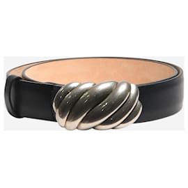 Autre Marque-Black leather belt with silver buckle - size S-Black