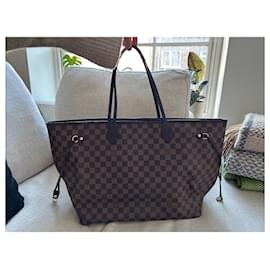 Louis Vuitton-Damier Ebene Neverfull MM-Castanho escuro,Monograma