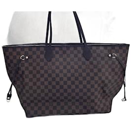 Louis Vuitton-Damier Ebene Neverfull MM-Castanho escuro,Monograma