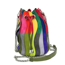 Christian Louboutin-Sac à épaule en cuir et daim multicolore Christian Louboutin-Rouge,Multicolore