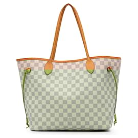 Louis Vuitton-Louis Vuitton White Damier Azur Neverfull MM-White