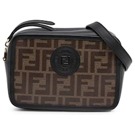 Fendi-Fendi Brown Zucca Coated Canvas Camera Crossbody-Brown