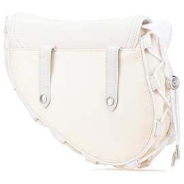 Dior-Dior White Sacai Technical Fabric and Leather Saddle Bag-White