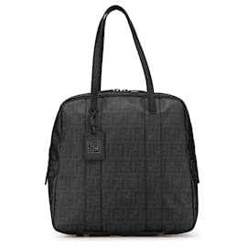 Fendi-Fendi Gray Zucca Coated Canvas Handbag-Brown,Dark grey