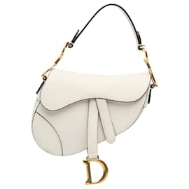 Dior-Dior White Mini Grained Calfskin Saddle Bag-White