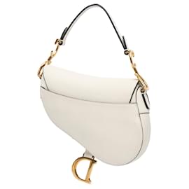 Dior-Dior White Mini Grained Calfskin Saddle Bag-White