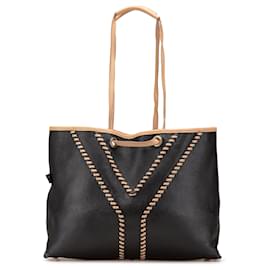 Yves Saint Laurent-Yves Saint Laurent Black Leather Reversible Neo Double Tote-Brown,Black,Beige,Other