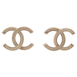 NUEVAS ARETES CHANEL LOGO CC CADENA DE METAL DORADO Dorado