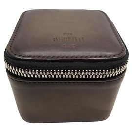 BERLUTI TRAVEL CASE A BROWN PATINATED LEATHER WATCHES CASE Brown