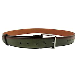 Berluti-BERLUTI GASPARD BROWN LEATHER BELT WITH SCAR PATTERN SIZE 95-Brown