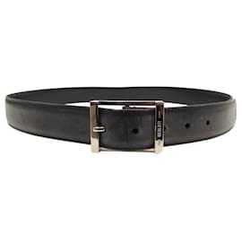 Berluti-BERLUTI CLASSIC BELT 35MM T 95 BLACK LEATHER PALLADIUM BUCKLE-Black